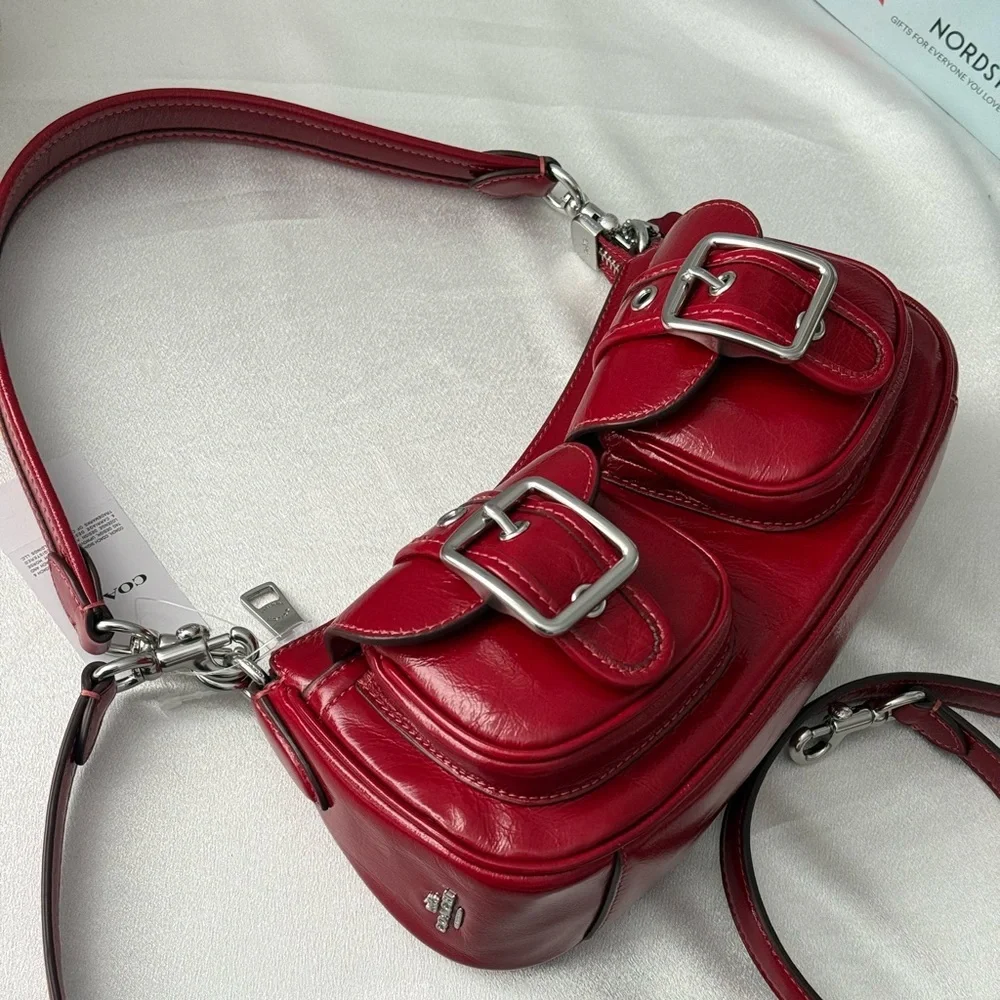 Coach Ashton Bag Crossbody In Leather/Silver/Dark Cardinal Red CBJ01